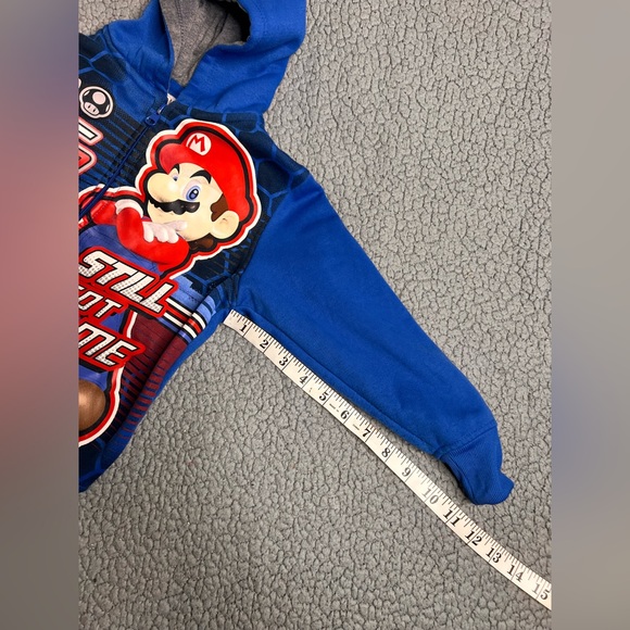 Super Mario Blue And Red Full Zip Up Hoodie Little Boys Size 4/5 - Picture 6 of 9